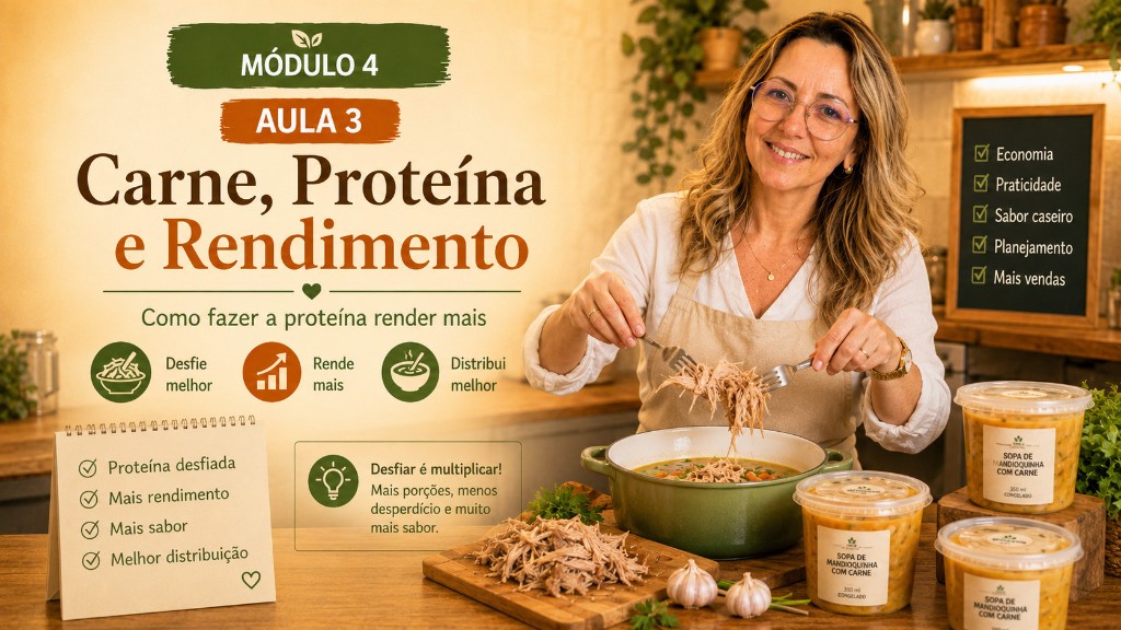Joelma preparando proteínas para as sopas